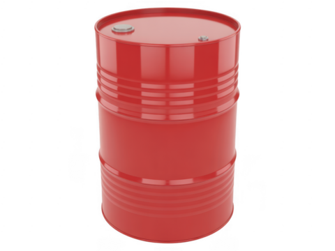 Red metal barrel with two caps isolated on a transparent background - Powered by Adobe