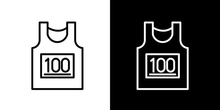 Outline icon of a running singlet featuring the number 100, ideal for representing competitive sports, marathon events, and athletic achievements