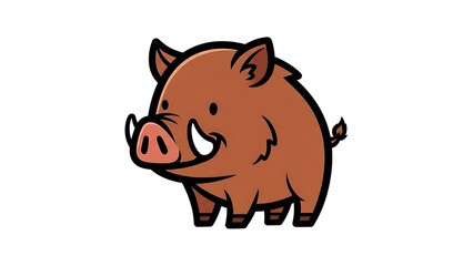Obraz premium Cartoon Pig Illustration on White Background.