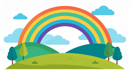 Flat Rainbow Over Hills