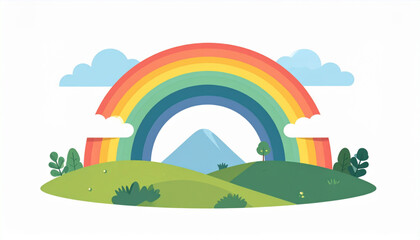 Flat Rainbow Over Hills