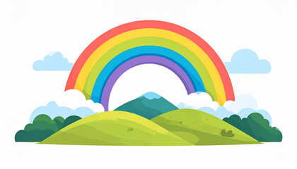 Flat Rainbow Over Hills