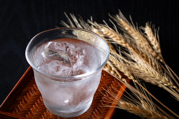 日本のお酒、麦焼酎のロック