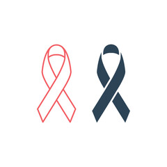 Ribbon icons set. AIDS symbol. Breast cancer awareness ribbon. World Breast Cancer Day concept vector illustration.
