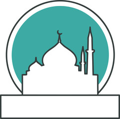 Modern logo design featuring elegant mosque silhouette in teal circle
