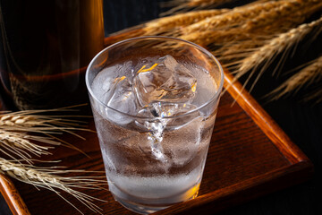 日本のお酒、麦焼酎のロック