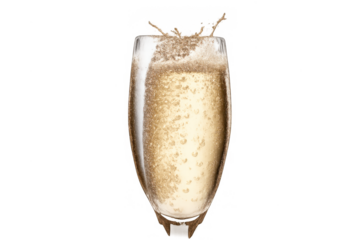 Sparkling drink exploding from flute glass, celebrating new year's eve, christmas, success, or special moments