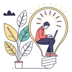 business woman with light bulb