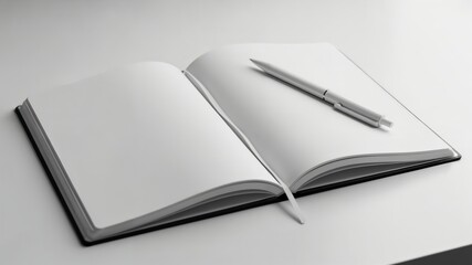 Blank Notebook and Pen on Minimalist Desk for Creative Writing and Note Taking