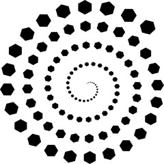 Vibrant Orange Hexagon Spiral Design, Minimalist Geometric Hexagonal Swirl on White Background