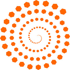 Collection of Six Geometric Orange Spiral Designs Including Hexagons, Circles, and Stars