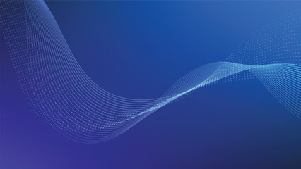 abstract blue background with futuristic wavy lines decoration