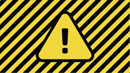 黄色と黒の警告色の斜めなストライプ背景に三角形のビックリマークついた、危険やエラーを警告するイラスト