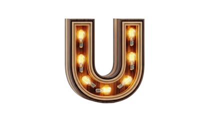 Marquee Letter U with Edison Bulbs