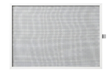 Rectangular window insect screen with white plastic frame isolated with transparent background