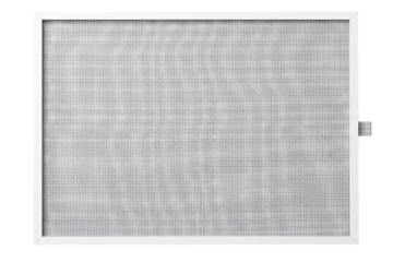 Rectangular window insect screen with white plastic frame isolated with transparent background