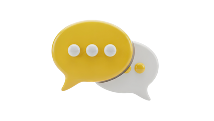 Yellow and White Speech Bubbles with Dots