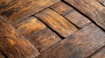 Fototapeta premium Close-Up of Brown Woven Rattan Texture with Intricate Details