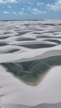 Lencois Maranhenses Skyline In Santo Amaro Maranhao Brazil. Turquoise Lagoons And Sand Dunes Creating Inspiring Landscape. Paradise Landscape Idyllic Beauty. Paradise Summertime.