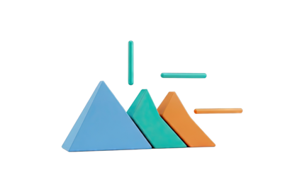 Abstract geometric shapes: pyramids and bars