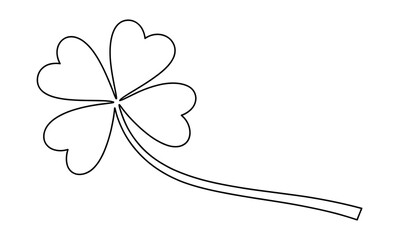 heart shaped four leaf clover line art, vector illustration
