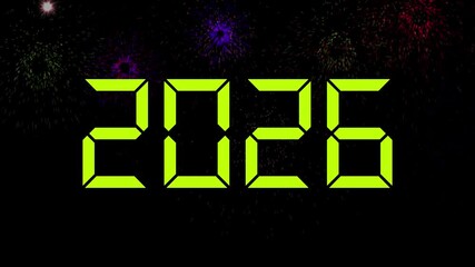 Glowing neon line word of 2026 on planet earth with space background. Concept of new year beginning, happy celebration, festival, new life, growth of business, investment, finance, innovation. 