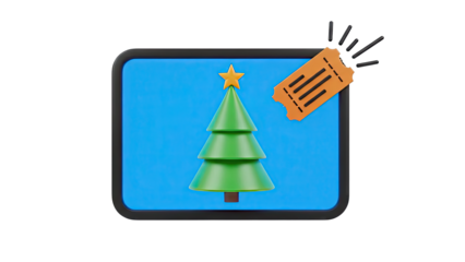 Christmas Tree on Screen with Ticket