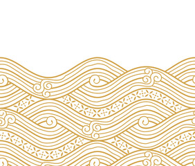 Golden water wave pattern background. Japanese style concept