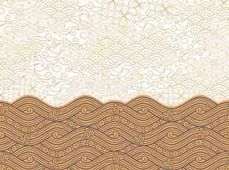 Golden Japanese combination pattern abstract background, Decorative wallpaper