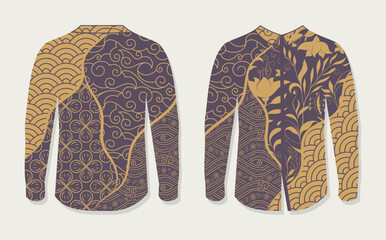 Modern batik Mockup Front and Back on White Background