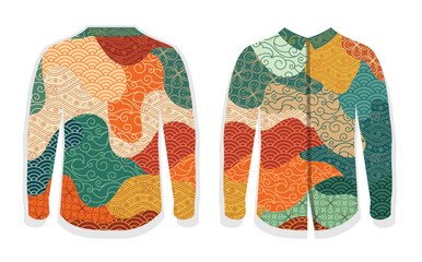 Colorful Modern batik Mockup Front and Back on White Background