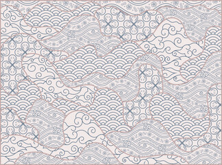 Japanese combination seamless pattern, Abstract background, Decorative wallpaper