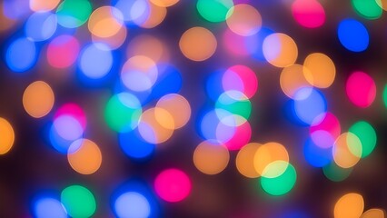 Vibrant multi-colored round bokeh background with soft blurred lights for festive celebrations and party designs