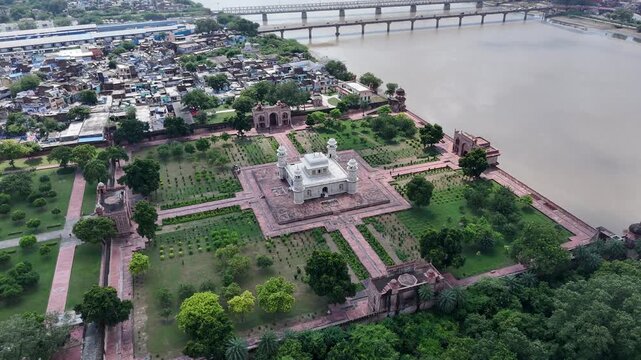 Aerial view of Itmad-ud-Daulah, also known as the Baby Taj in Agra, India
