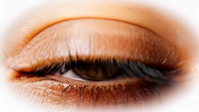 close up of a female eye, intricate details of a human eye, with warm brown tones radiating from the iris, healthcare, medical, artistic projects focusing on human anatomy, vision, identity