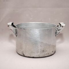 An old aluminum pot