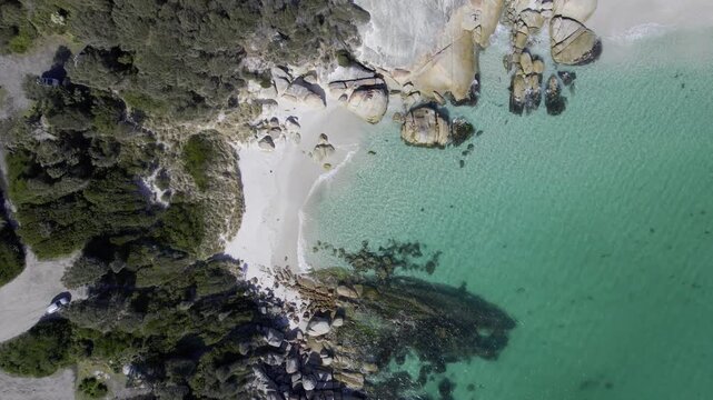 Blue Ocean, Sloop Reef In Tasmania, Australia - Drone Shot