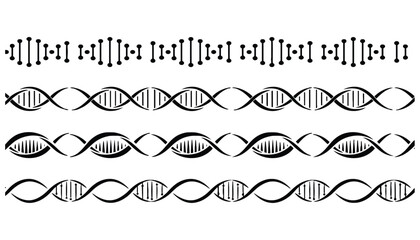 Obraz premium A vector set of DNA double helix structures in black and white