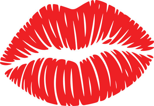 Black lipstick kiss on white background. Imprint of the lips. Kiss mark vector illustration