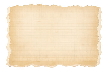 Fototapeta premium Vintage old paper with torn edges and textured background, aging blank parchment isolated on transparent background
