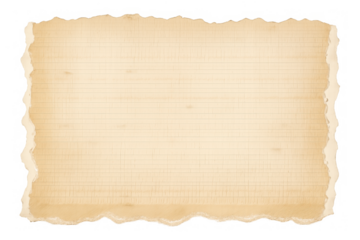 Vintage old paper with torn edges and textured background, aging blank parchment isolated on transparent background