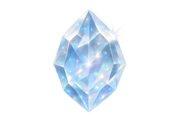 Fototapeta premium Glowing blue crystal gemstone with sparkles on transparent background