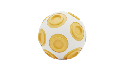 White and Yellow Spherical Object with Circular Indentations