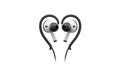 White Earbuds with Black Ear Hooks