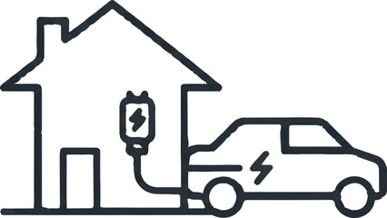 Vector illustration of a green car and house construction symbol featuring a business vehicle and home building design icon