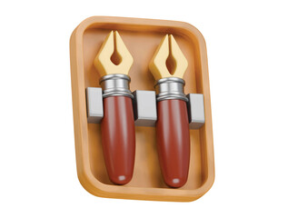 calligraphy nibs set icon 3d illustration render