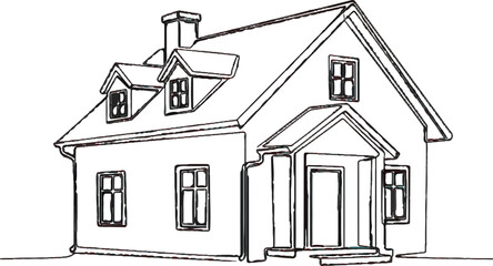 Black vector illustration set featuring a residential house and apartment building architecture with a roof, window, and door icon symbol for real estate design