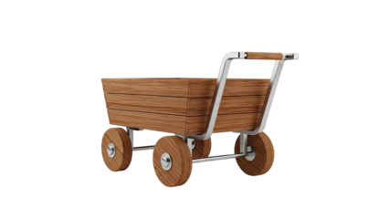 Wooden Cart with Metal Frame and Wheels