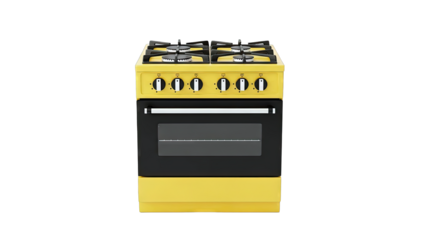 Yellow and Black Gas Oven with Four Burners