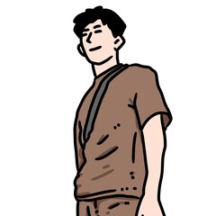 Fototapeta premium illustration cartoon of cute guy